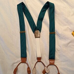 Teal and Black with Drink Pattern Silk Suspenders